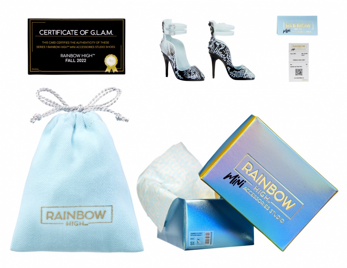 Lelių aksesuarai paslaptingose dežėse rainbow high accessories studio series