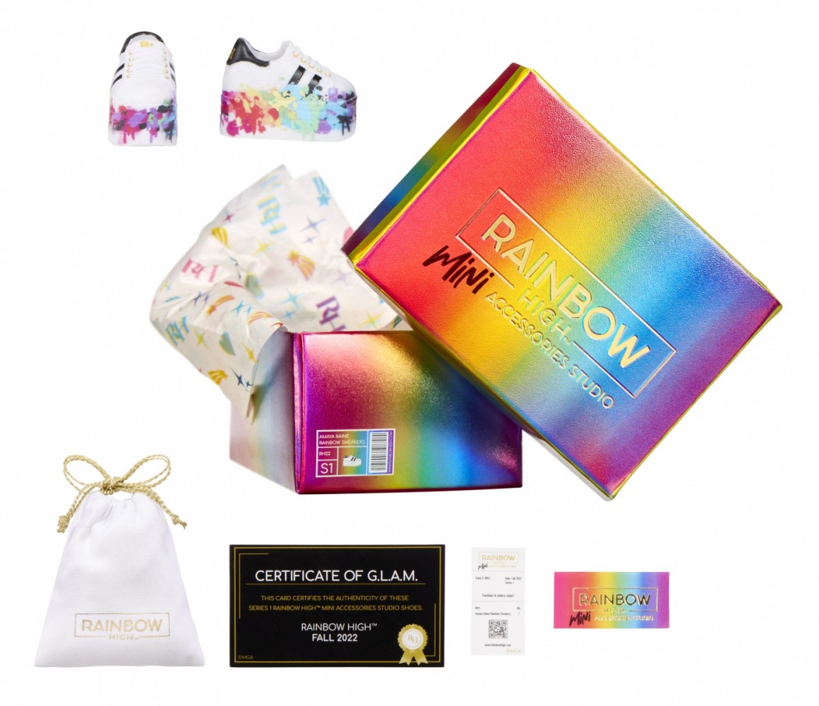 Lelių aksesuarai paslaptingose dežėse rainbow high accessories studio series