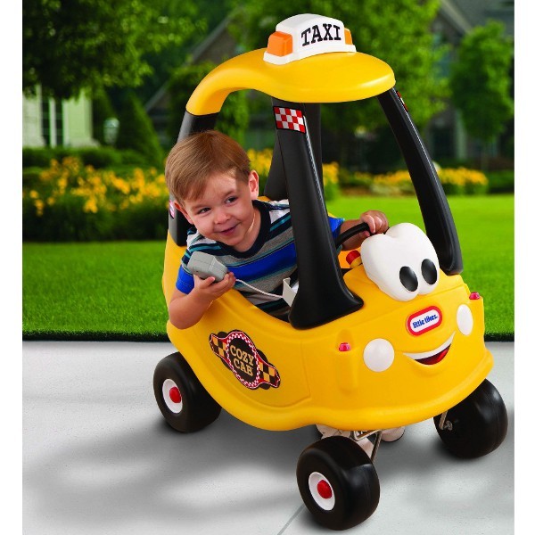 Geltonas vaikų taksi automobilis