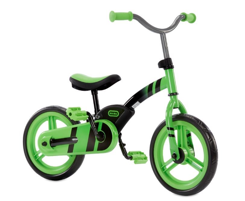 Žalias balansinis dviratis su pedalais