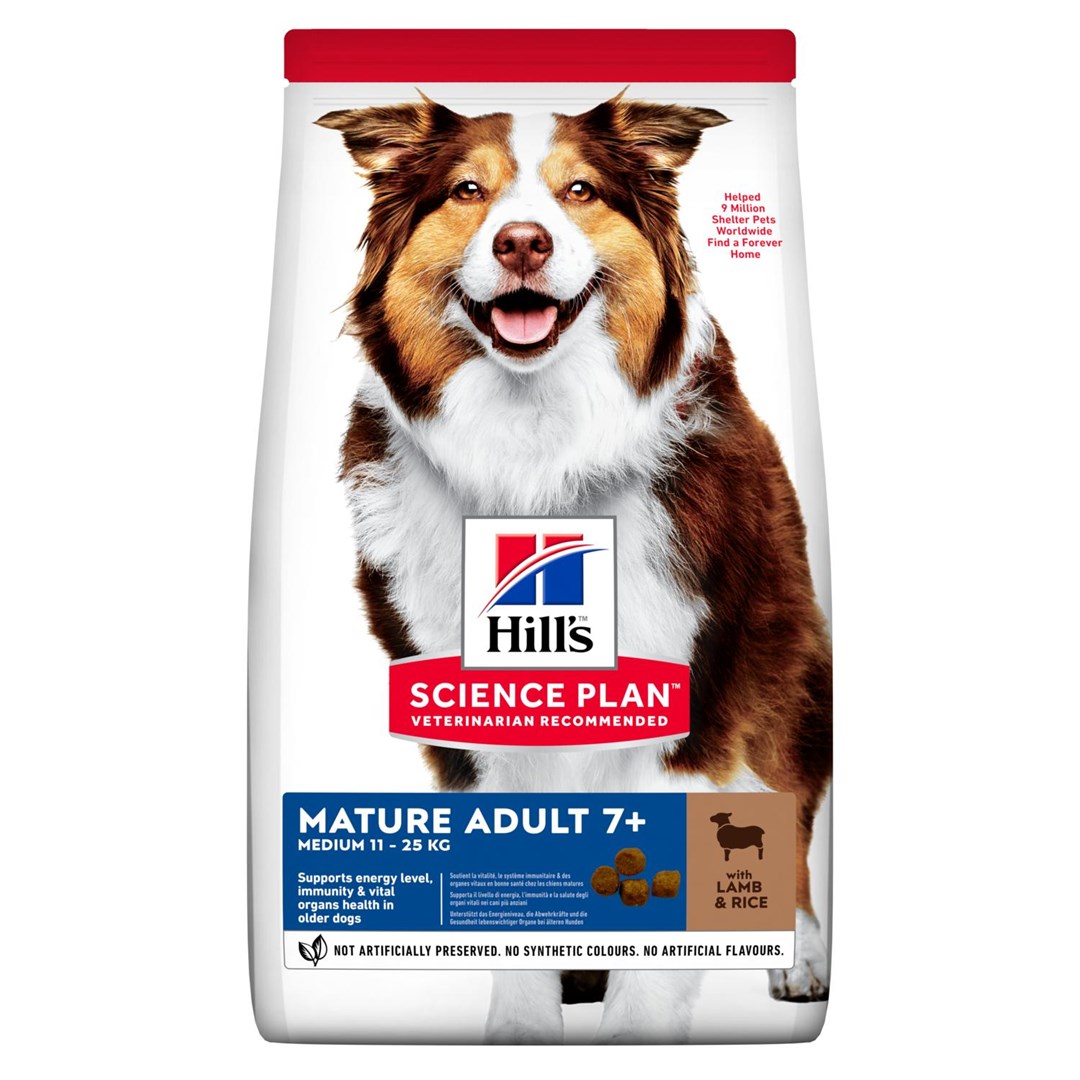 Hill's sience plan medium mature adult 7+ ėdalas šunims su ėriena ir ryžiais, 2,5 kg