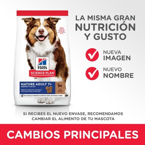 Hill's sience plan medium mature adult 7+ ėdalas šunims su ėriena ir ryžiais, 2,5 kg