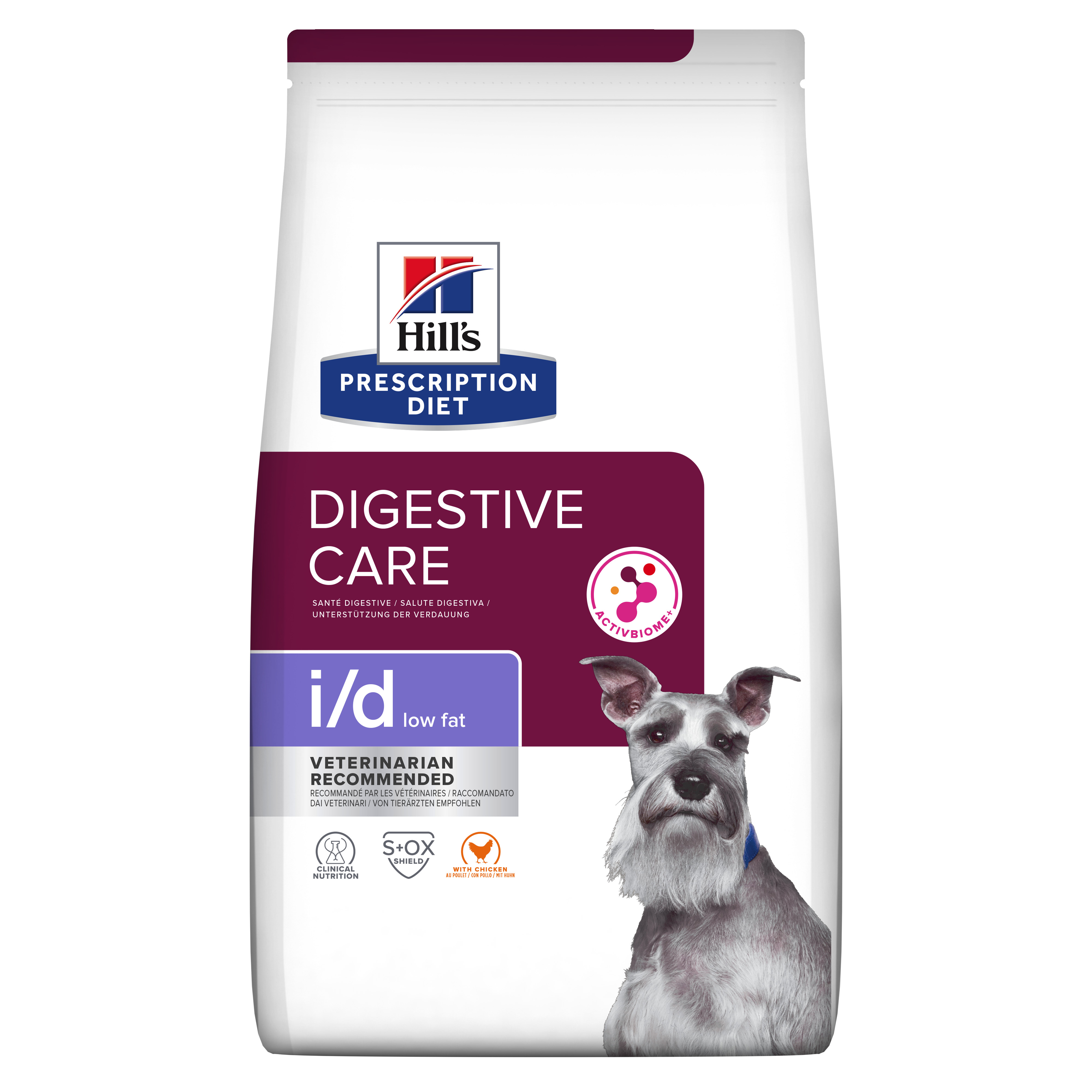 Hill's Prescription Diet Low Fat I/D Canine Suaugusiems Šunims Su Vištiena, 1,5Kg