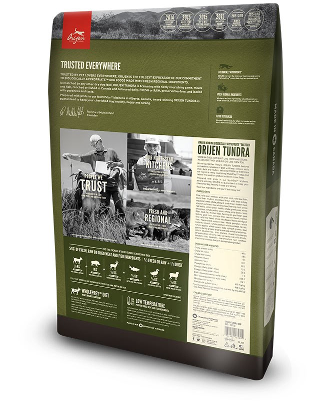 Orijen tundra šunims su ėriena, elniena, antiena, kiauliena ir žuvimi, 2kg