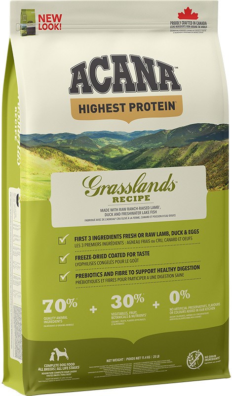 Acana grasslands dog visų veislių šunims, 11,4 kg