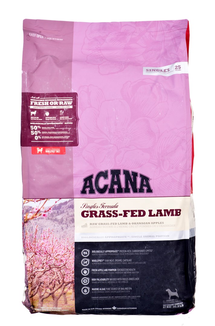 Acana singles grass-fed lamb alergiškiems šunims su ėriena, 17 kg