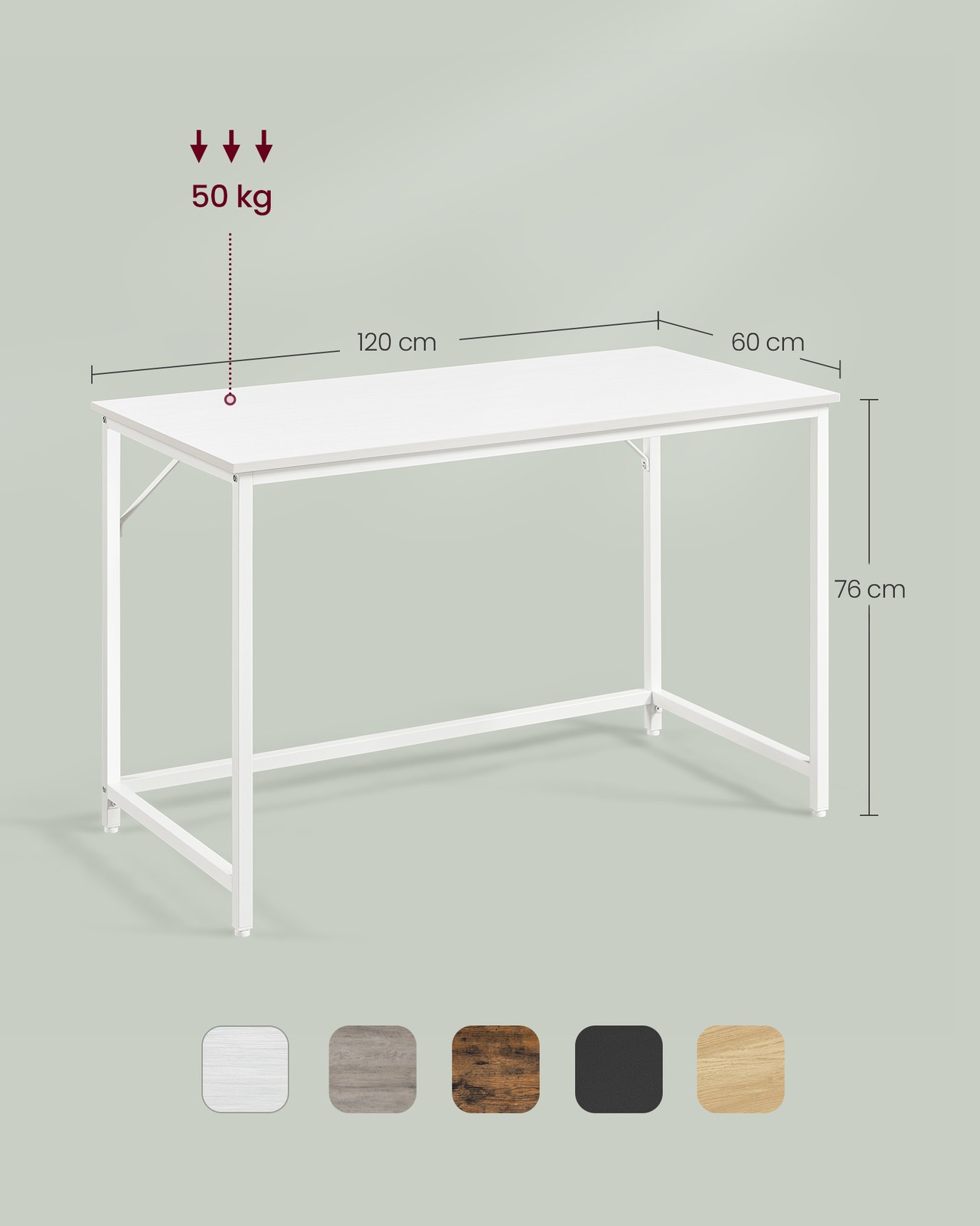 Rašomasis stalas su metaline konstrukcija 60 x 120 x 76 cm