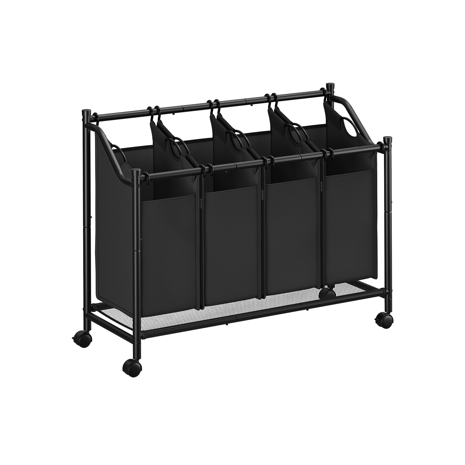 Skalbinių krepšys su ratukais, 4x45 L, juodas