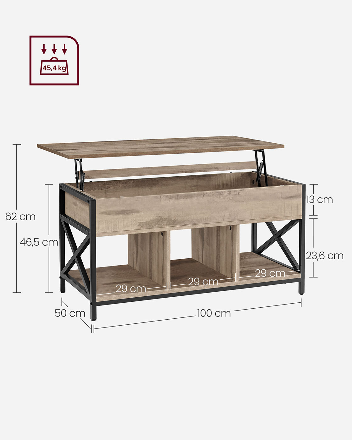 Kavos staliukas transformeris 50 x 100 x (46,5-62) cm