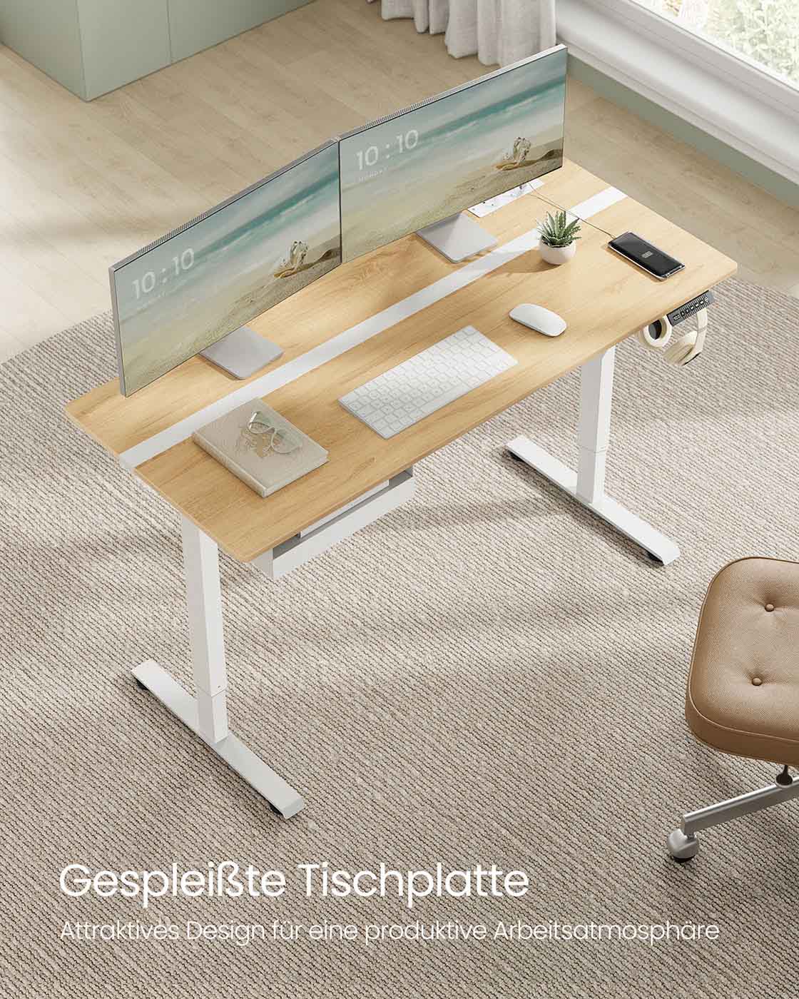Rašomasis stalas su lizdais ir stalčiumi 60 x 140 cm 3