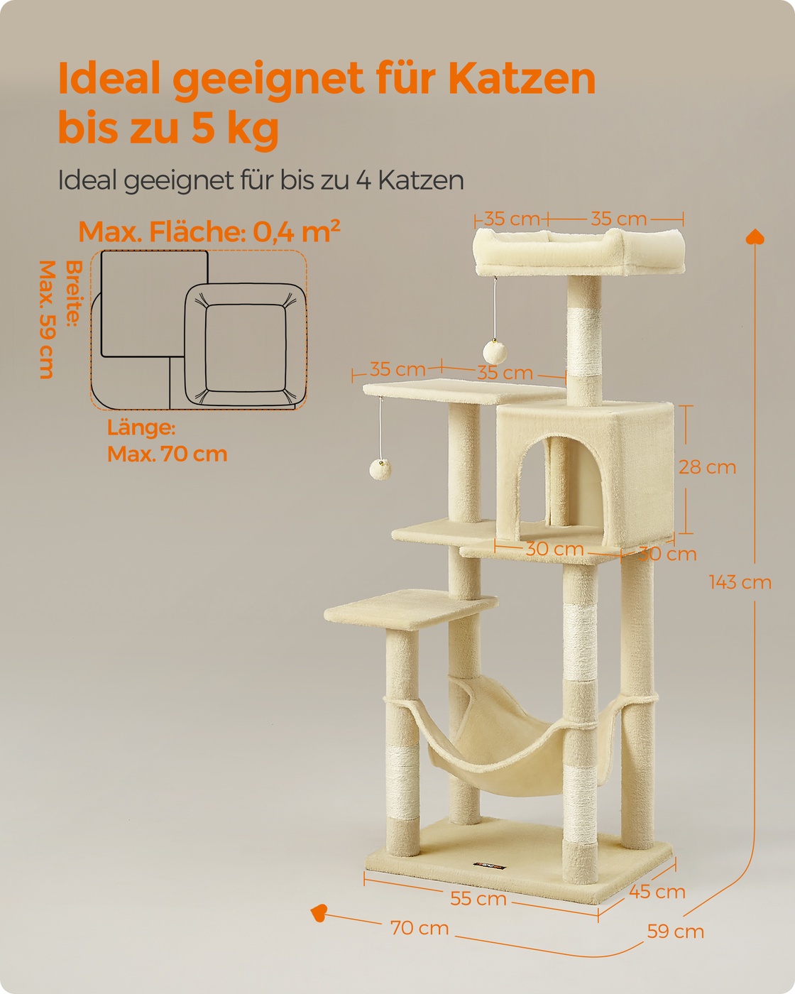 Draskyklė 143 cm su 4 stulpais