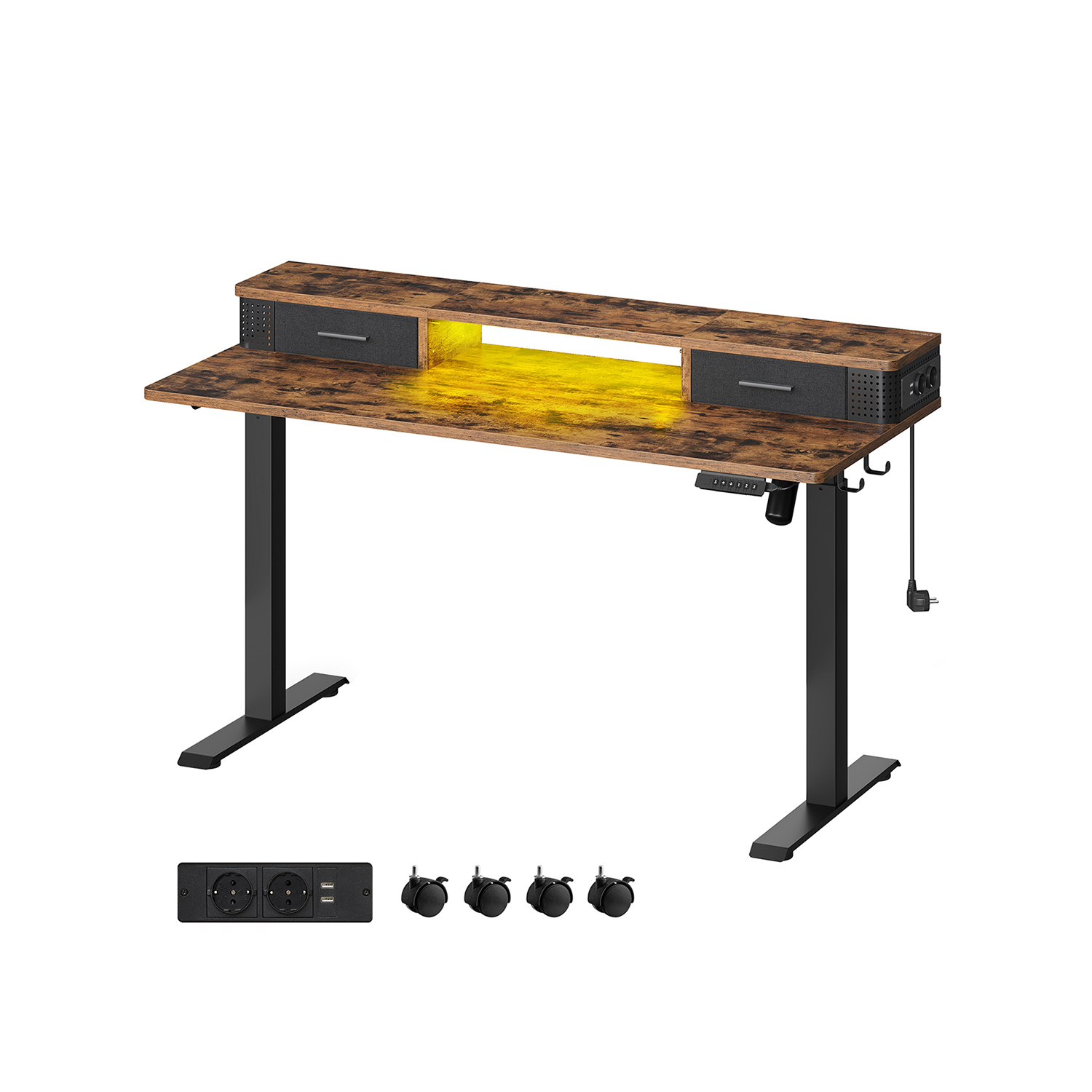 Reguliuojamo aukščio elektrinis rašomasis stalas 140x60 cm