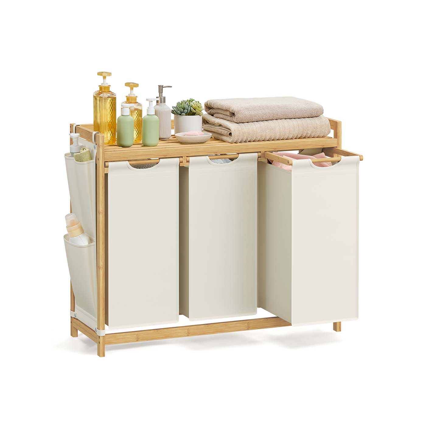 Skalbinių krepšys 3 skyrių 3 x 50 l kremiškai baltas