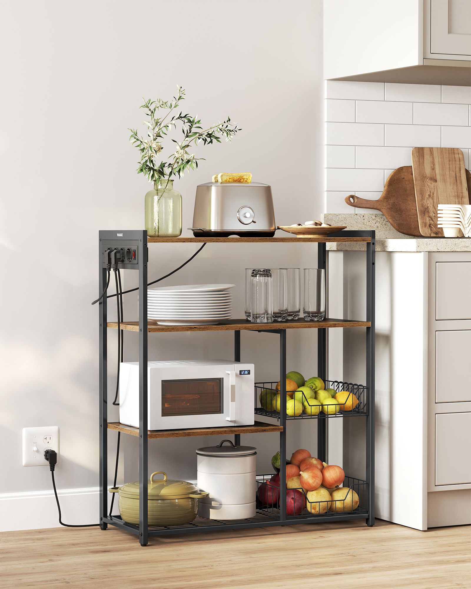 Virtuvės lentyna su kištukiniais lizdais 35x80x93,5 cm