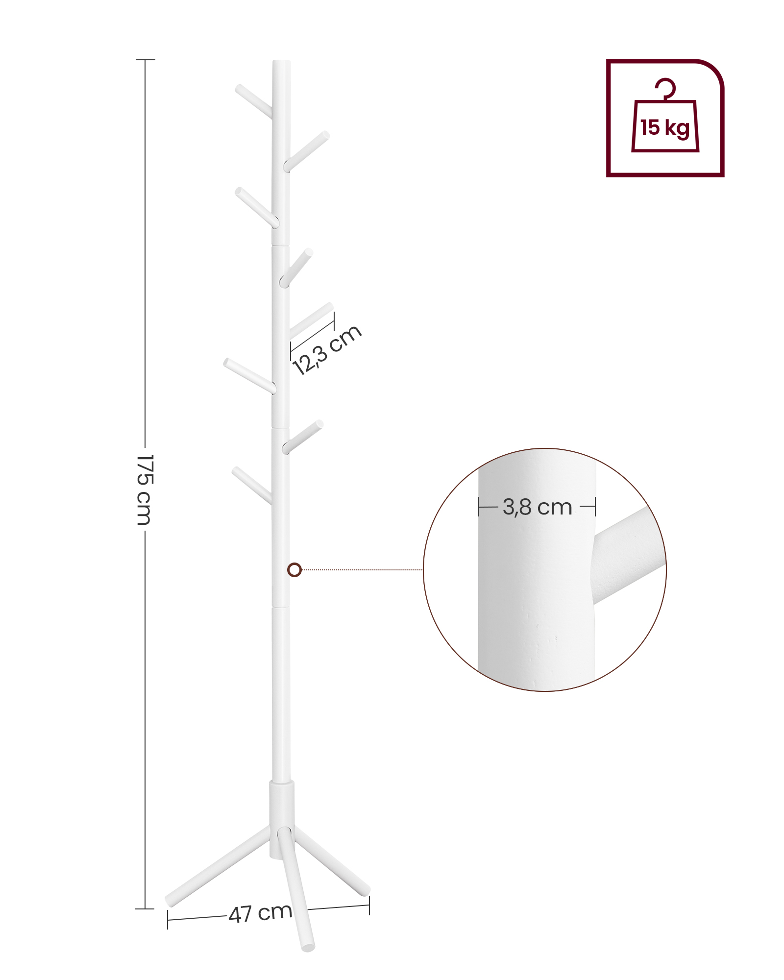 Pakaramais, 175 cm, balts