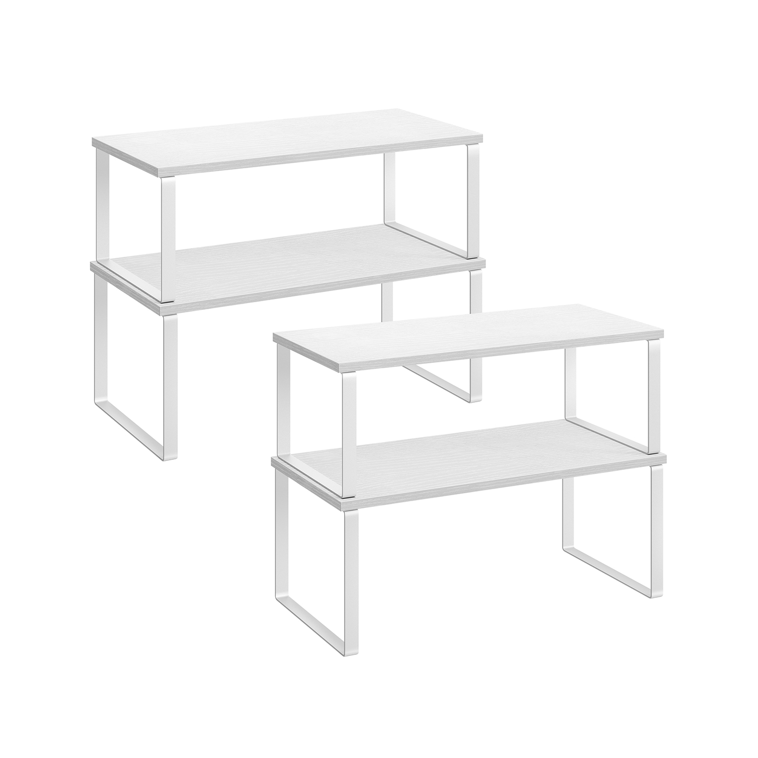 Virtuvės lentynos išplečiamos, debesų baltos–sniego baltos, 19,5 × 39,7 × 15,8 cm ir 18,5 × 29,7 × 13,7 cm, 4 vnt.