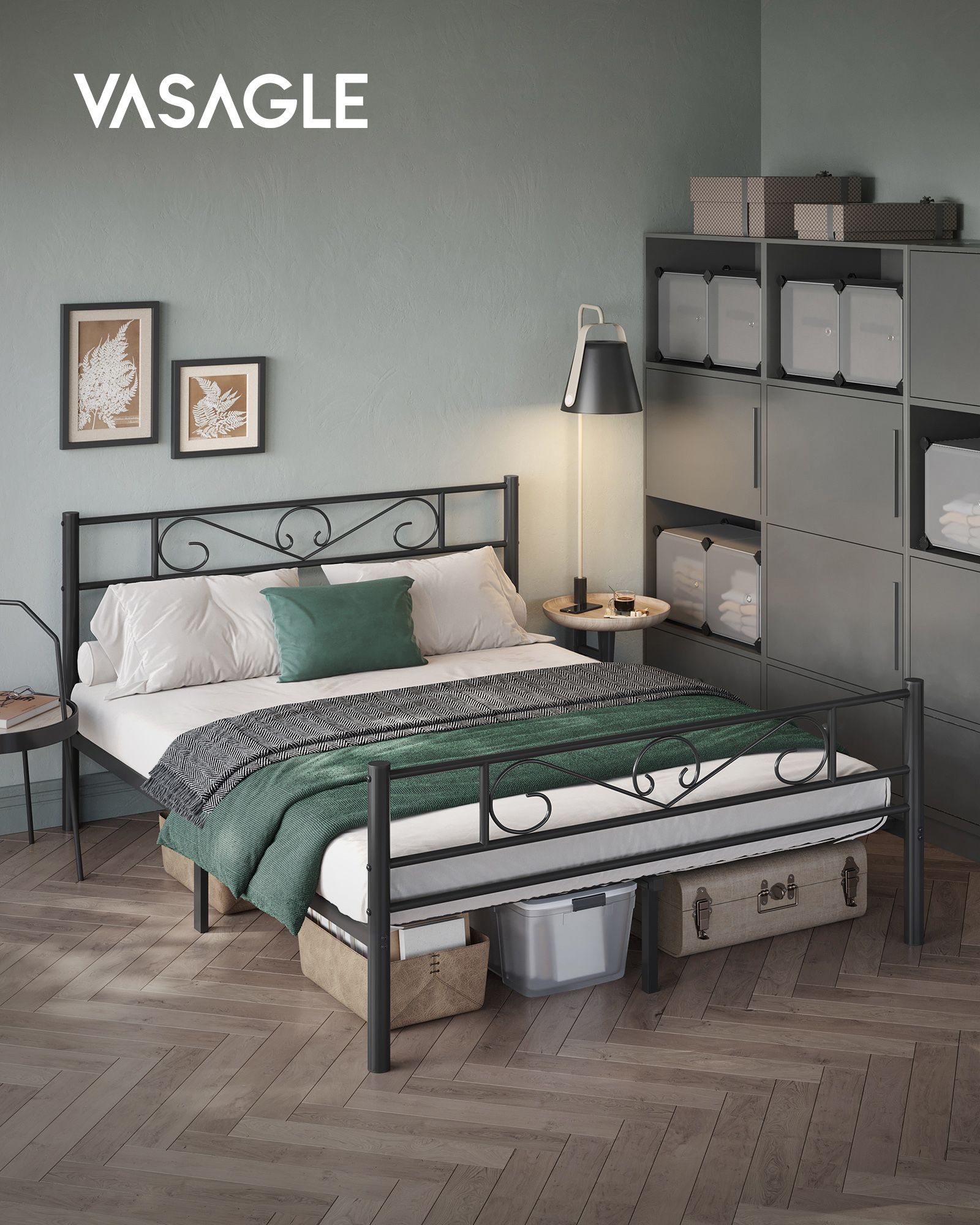 Metalinis lovos rėmas 207,6x161,8x86 cm juoda