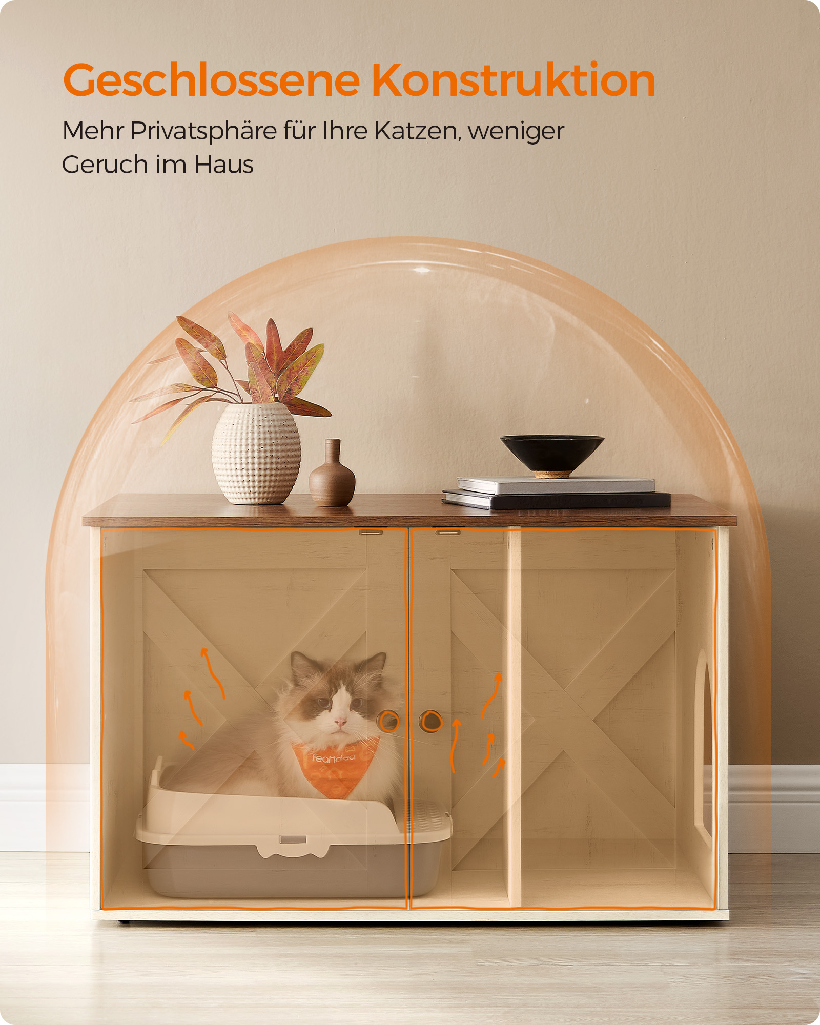 Kačių namelis su išimama pertvara 80 x 53 x 50 cm 2