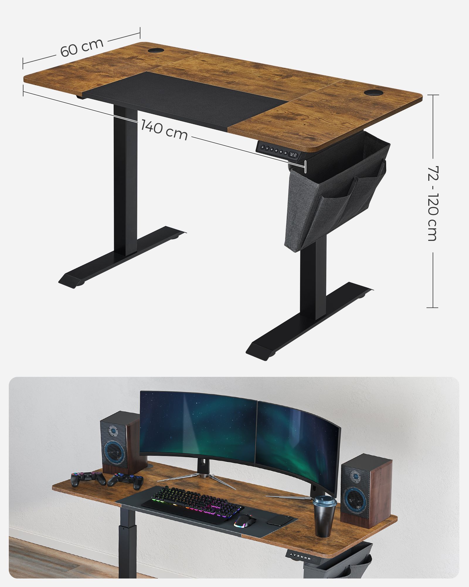 Elektrinis stalas SONGMICS 140x60 cm