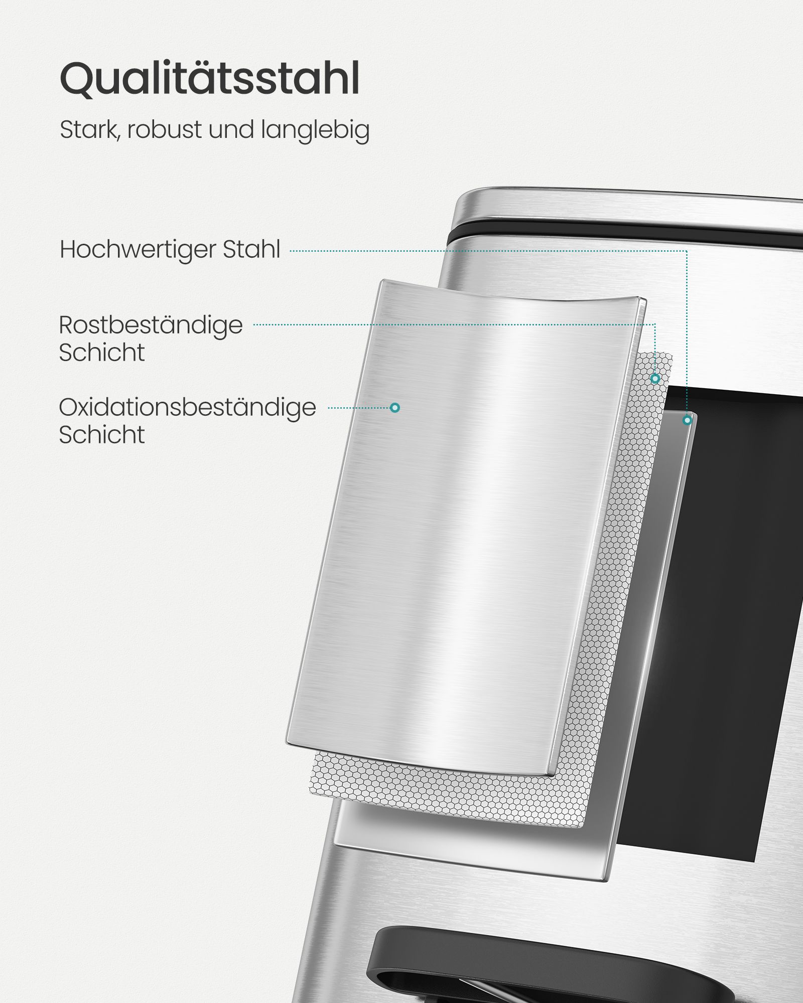 Šiukšliadėžė, 6 litrų, metalinė sidabrinė