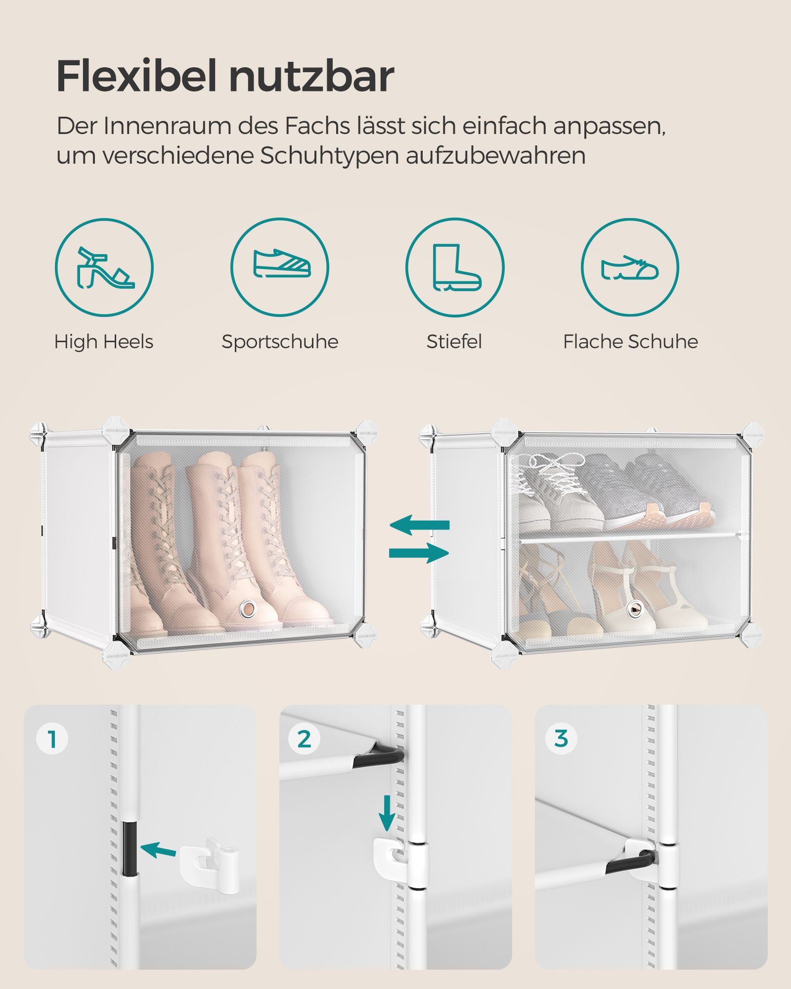 Batų lentyna su 4 skyreliais ir plieniniu rėmu