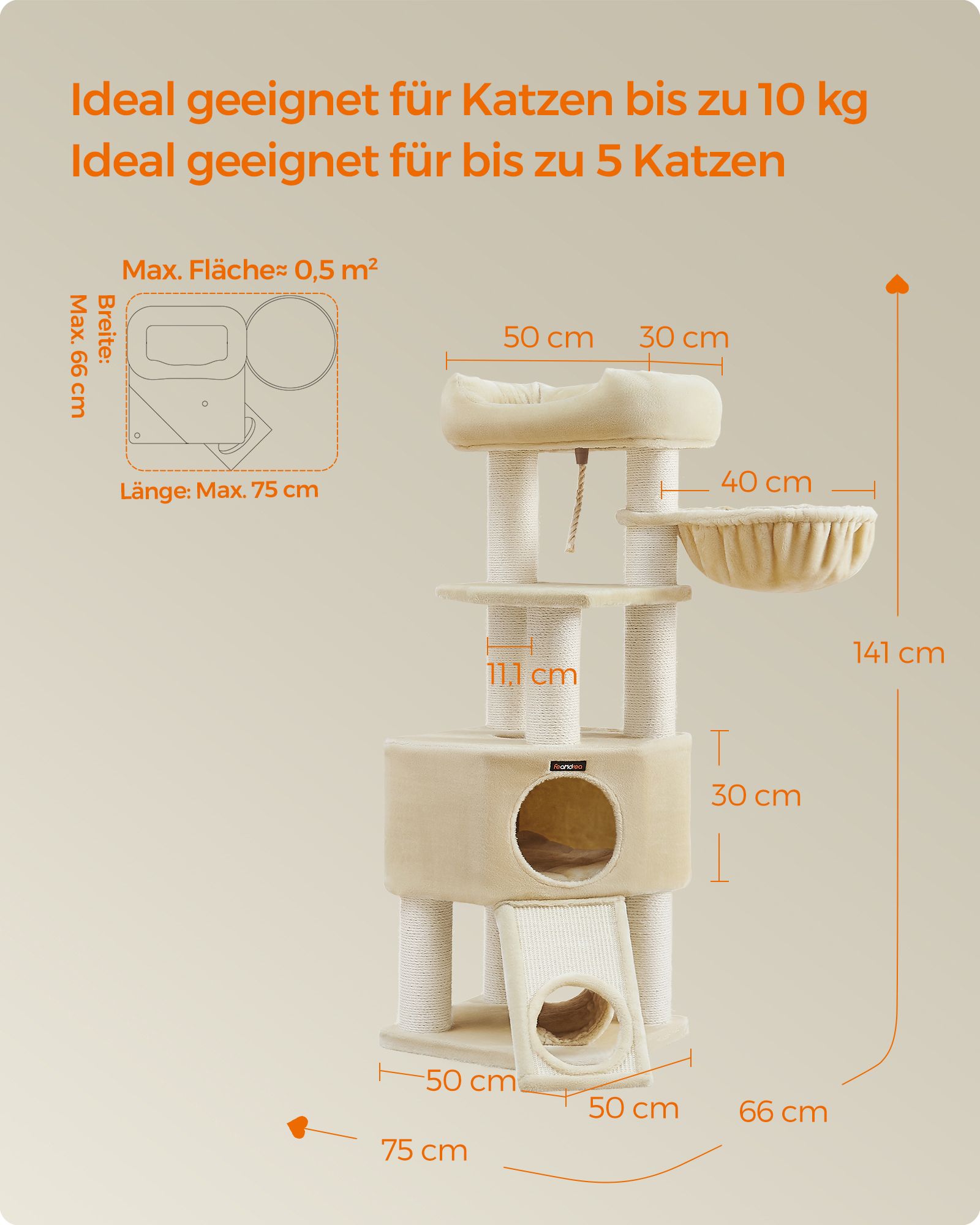 Kačių draskyklė 141 cm, medžio drožlių plokštė