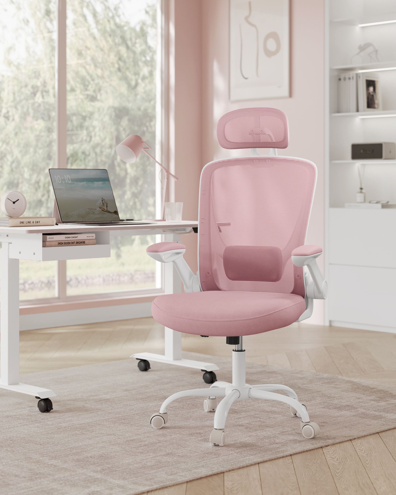Ergonomiška biuro kėdė pastelinė rožinė