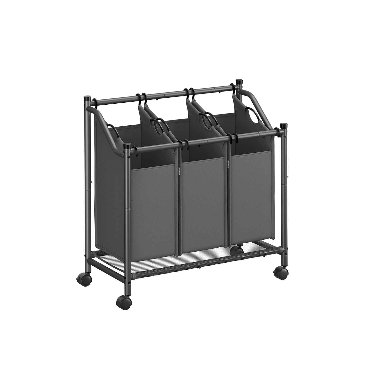 Skalbinių krepšys su ratukais 3 x 45 L, pilkas