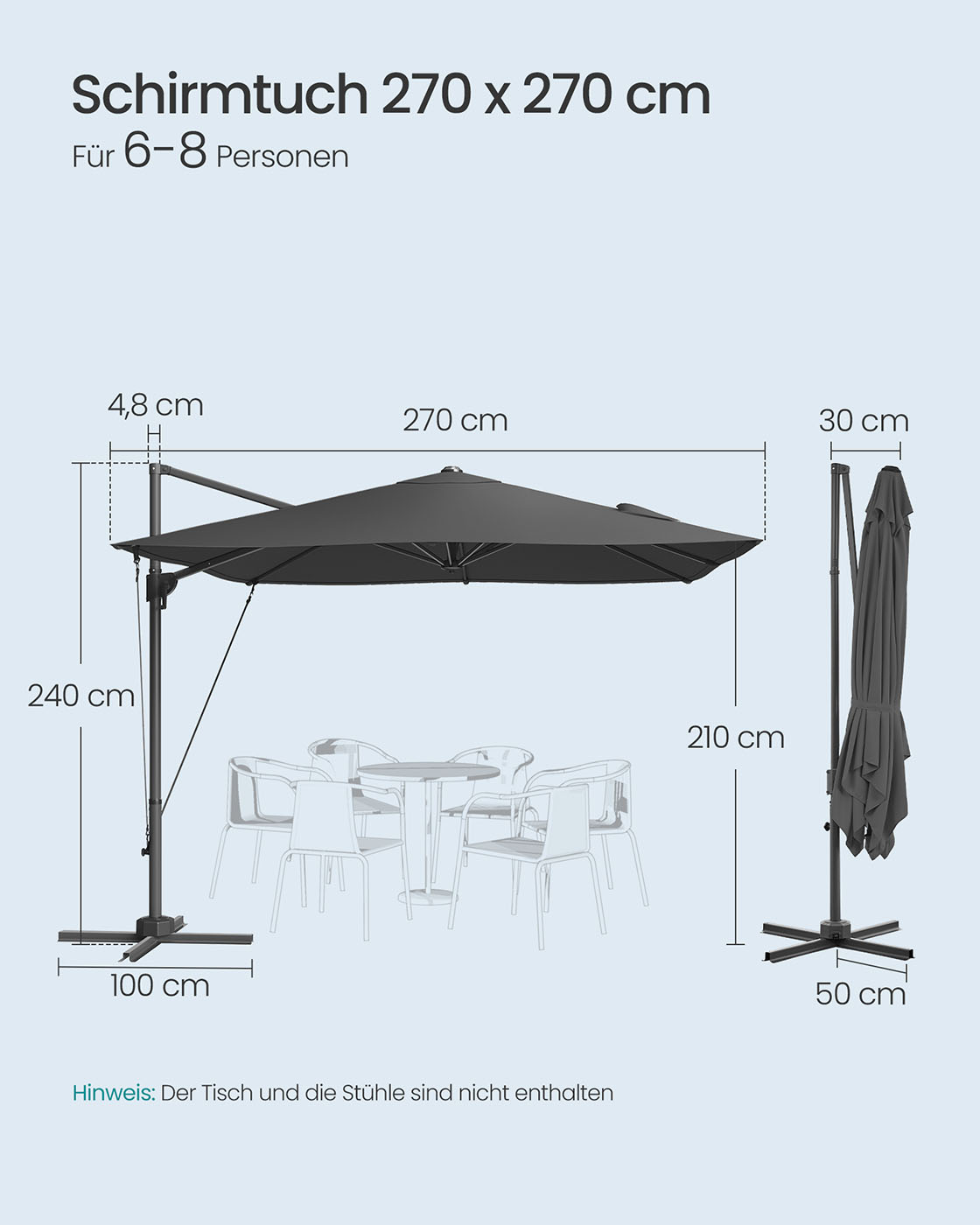 Lauko skėtis 270 × 270 cm