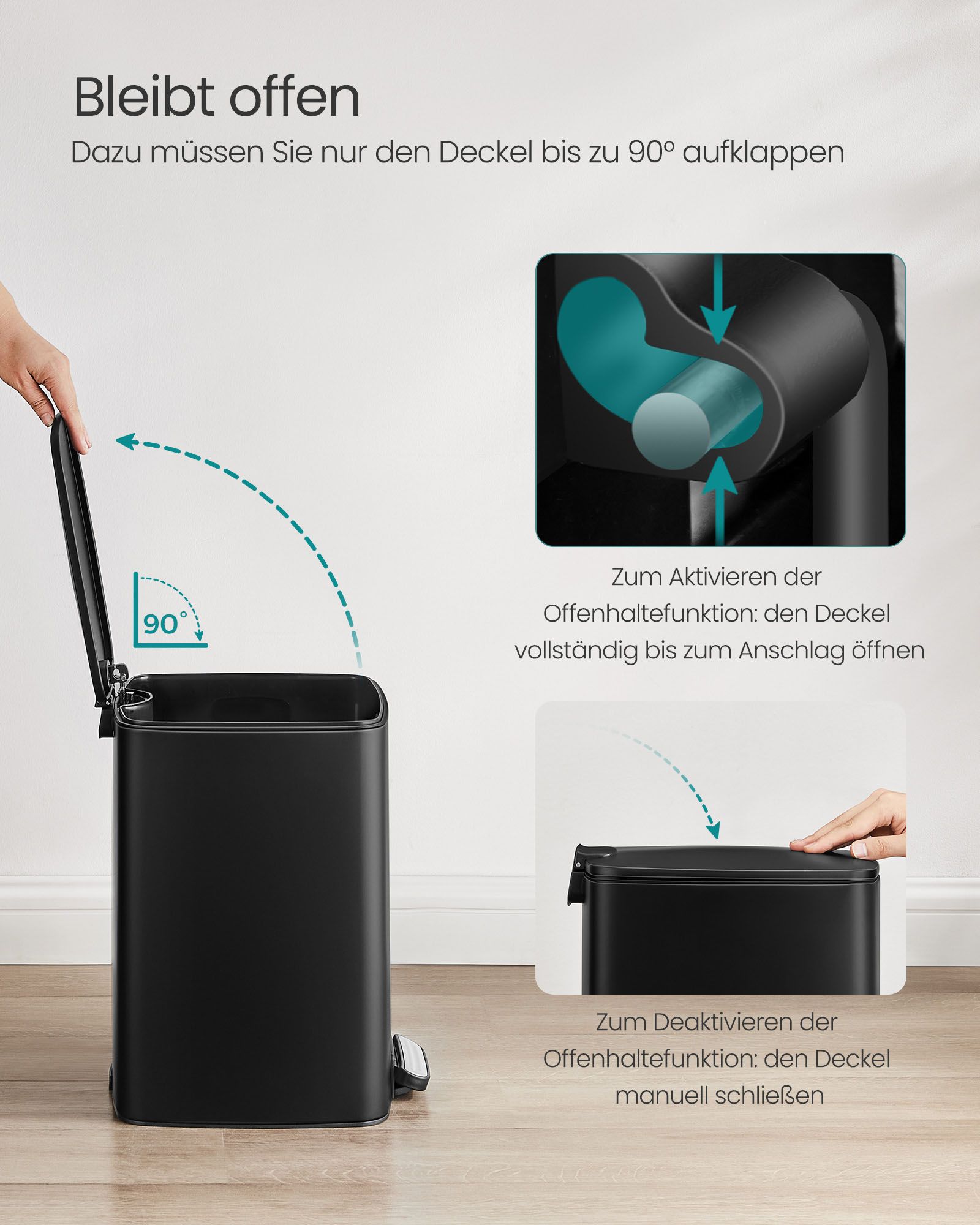 Atkritumu tvertne 20 l tērauda melna