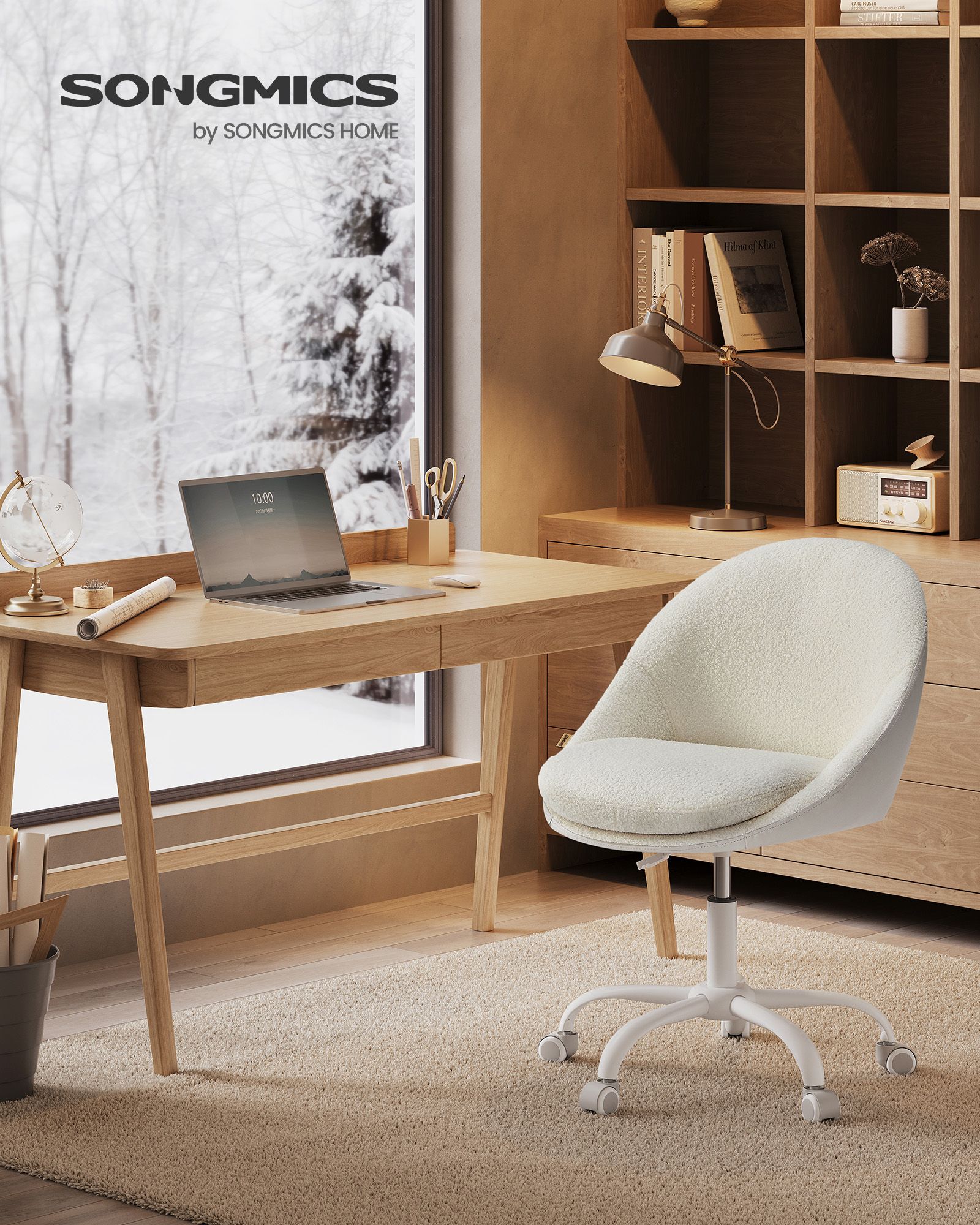 Reguliuojamo Aukščio Kėdė, Cappuccino-Beige/Balta, 60x60 cm