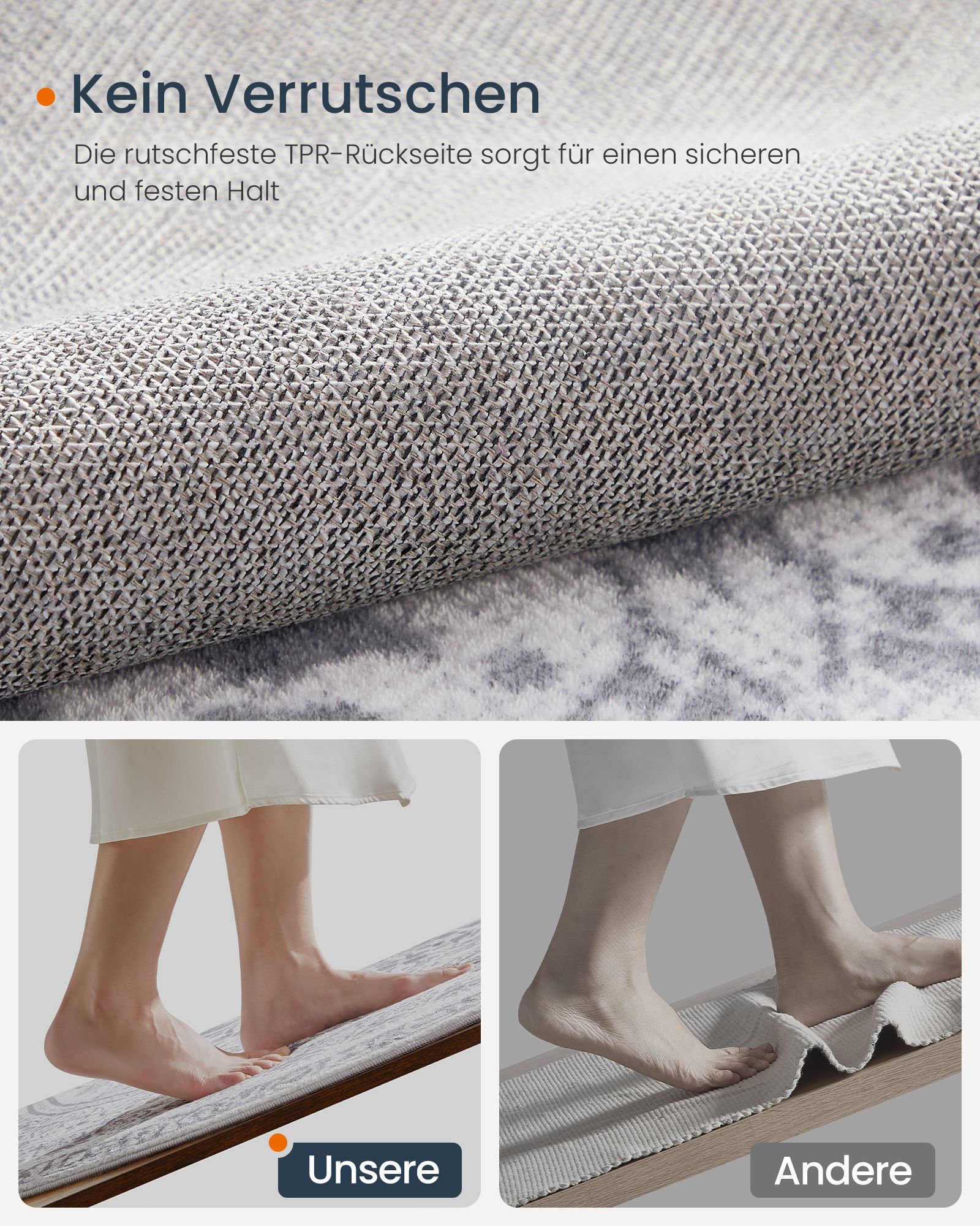Apvalus kilimas 120 cm skersmens, boho stilius, pilkai mėlynas 3