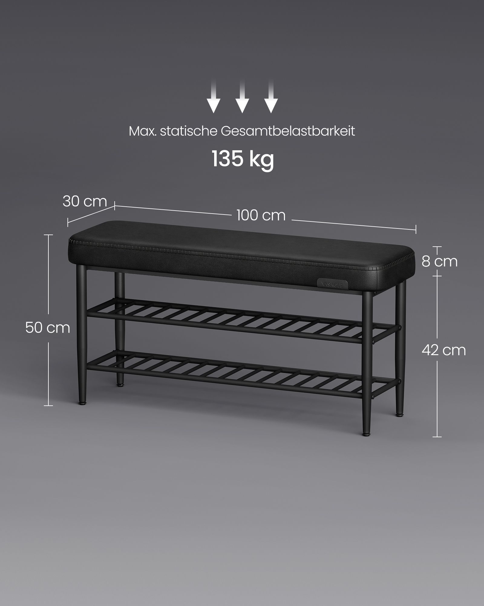Suoliukas batams EKHO 30 x 100 x 50 cm juodas