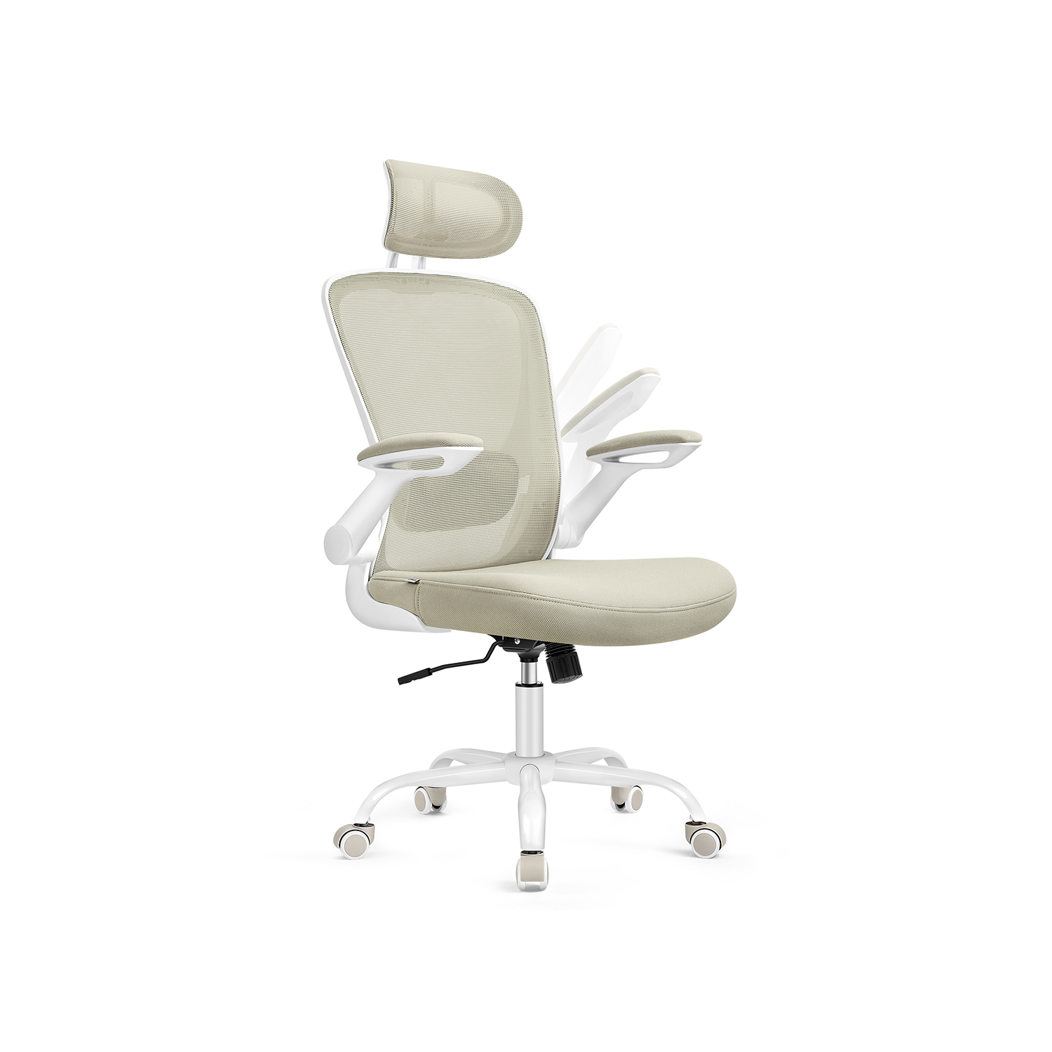 Ergonomiška biuro kėdė cappuccino spalvos su tinkleliu