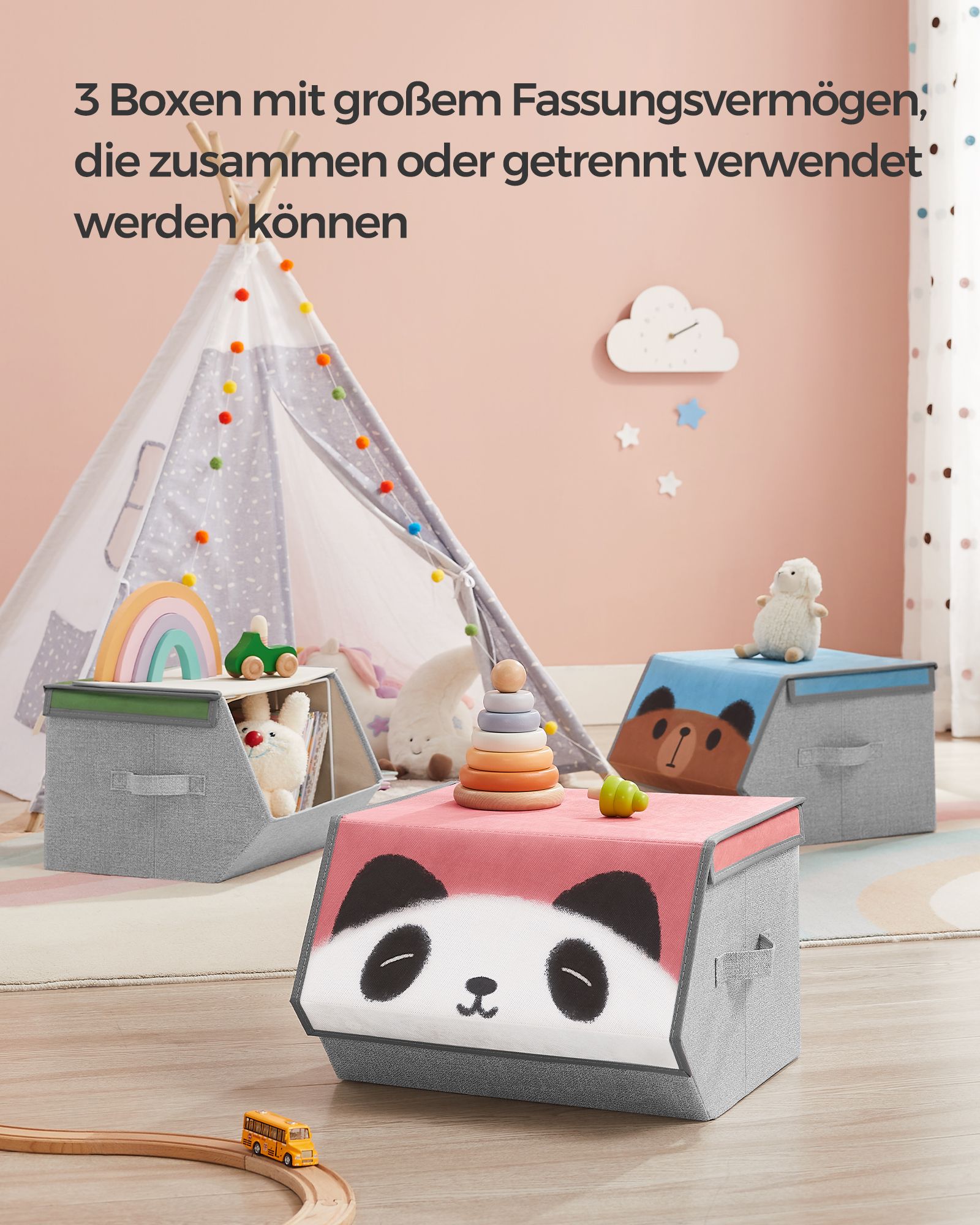 Dėžės 3 vnt. rinkinys su panda, meškos ir kiaulės motyvais 2