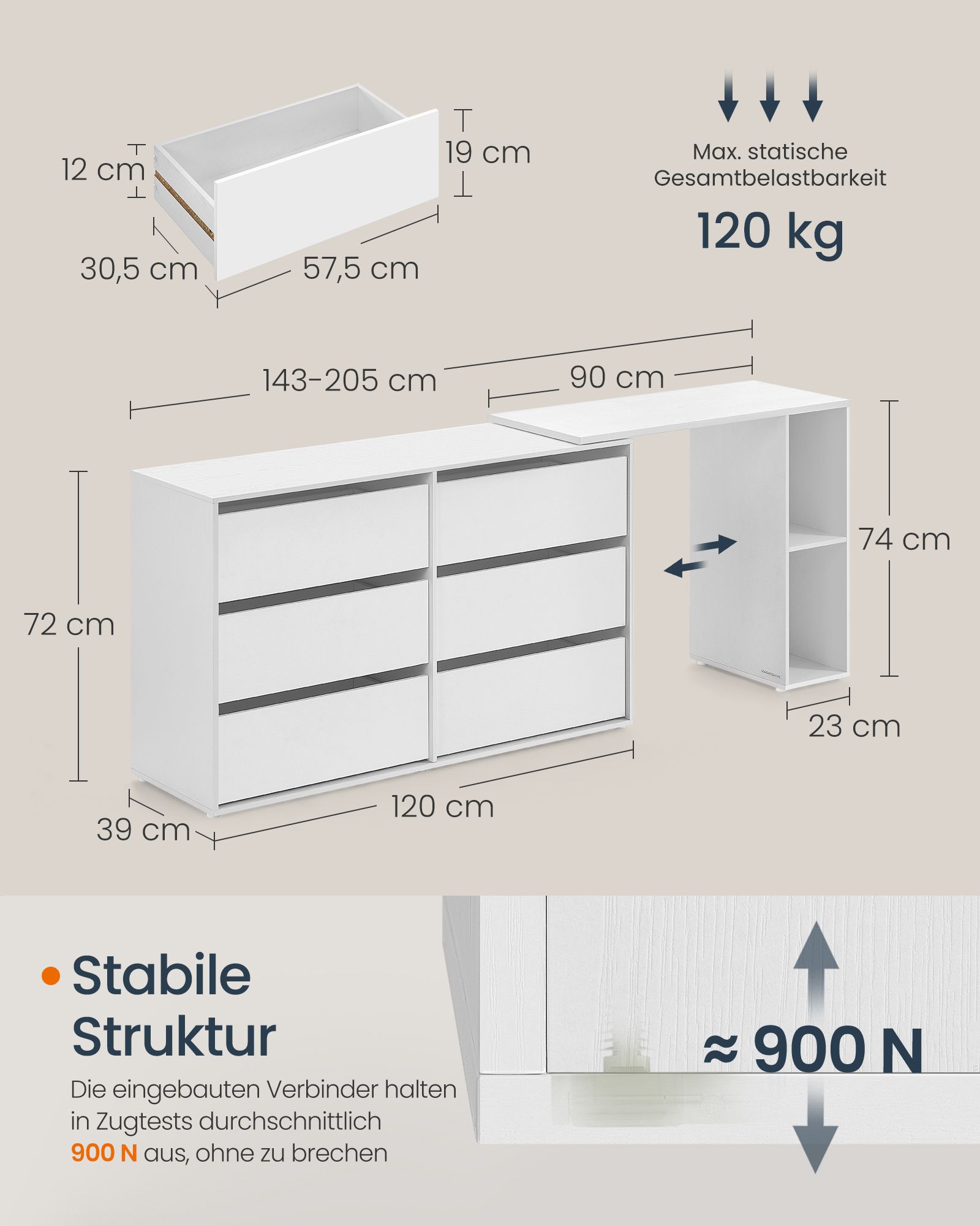 Kosmetinis staliukas su lentyna, 39x120x72 cm