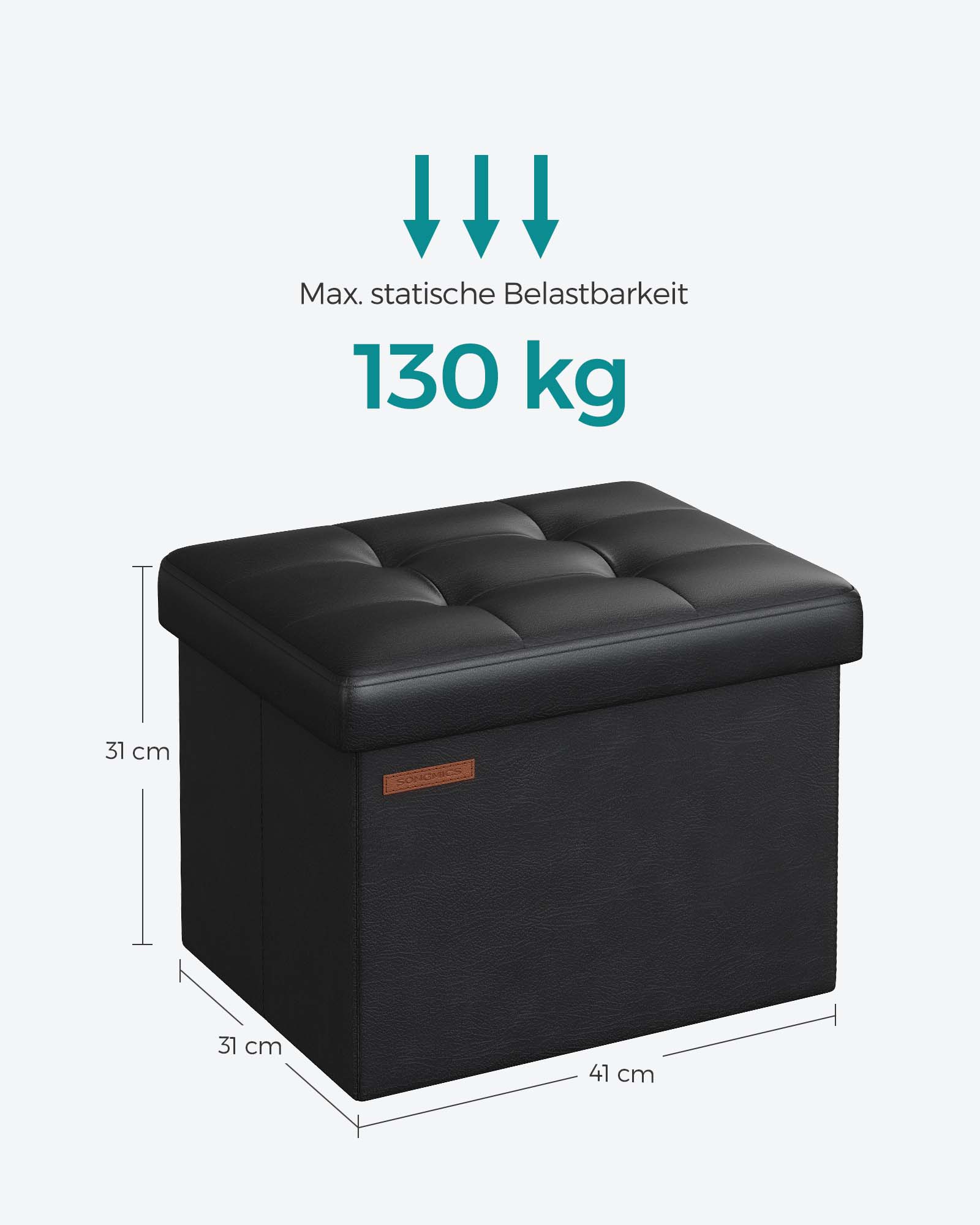 Pufas su daiktadėže 41 cm juoda