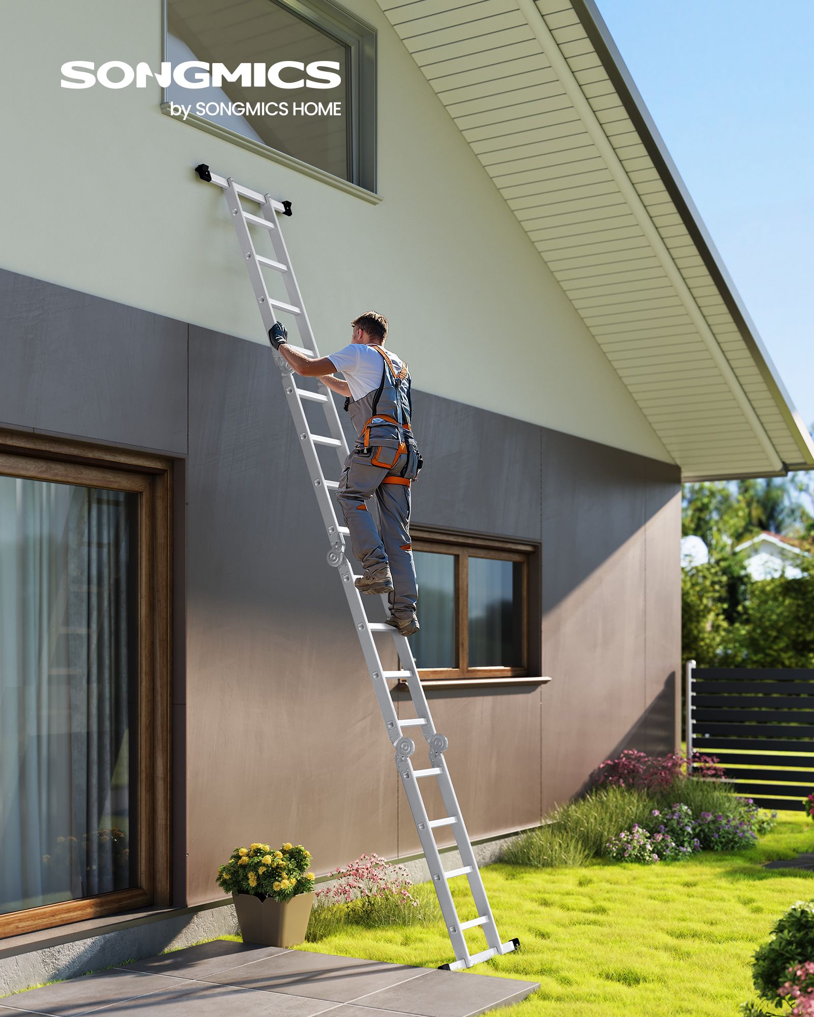 Aliuminės kopėčios 16 pakopų 430 cm