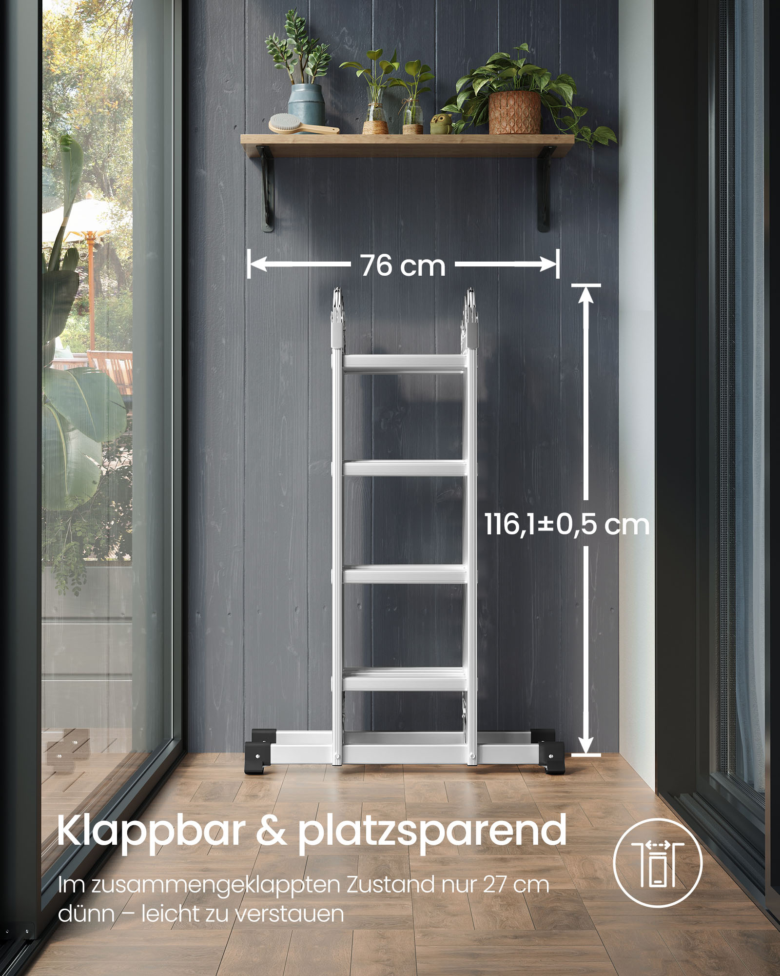 Aliuminės kopėčios 16 pakopų 430 cm