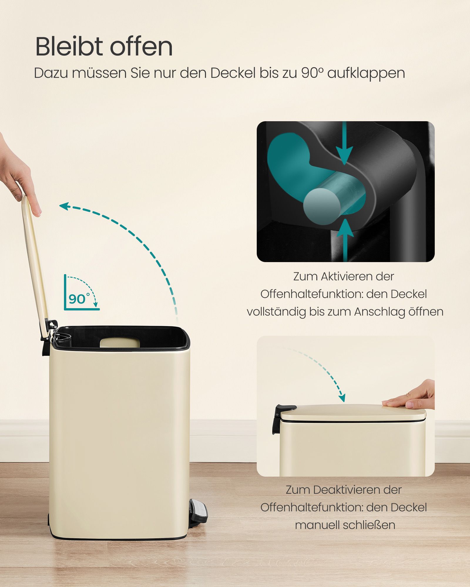 Šiukšliadėžė 20 l plieninė smėlio spalvos