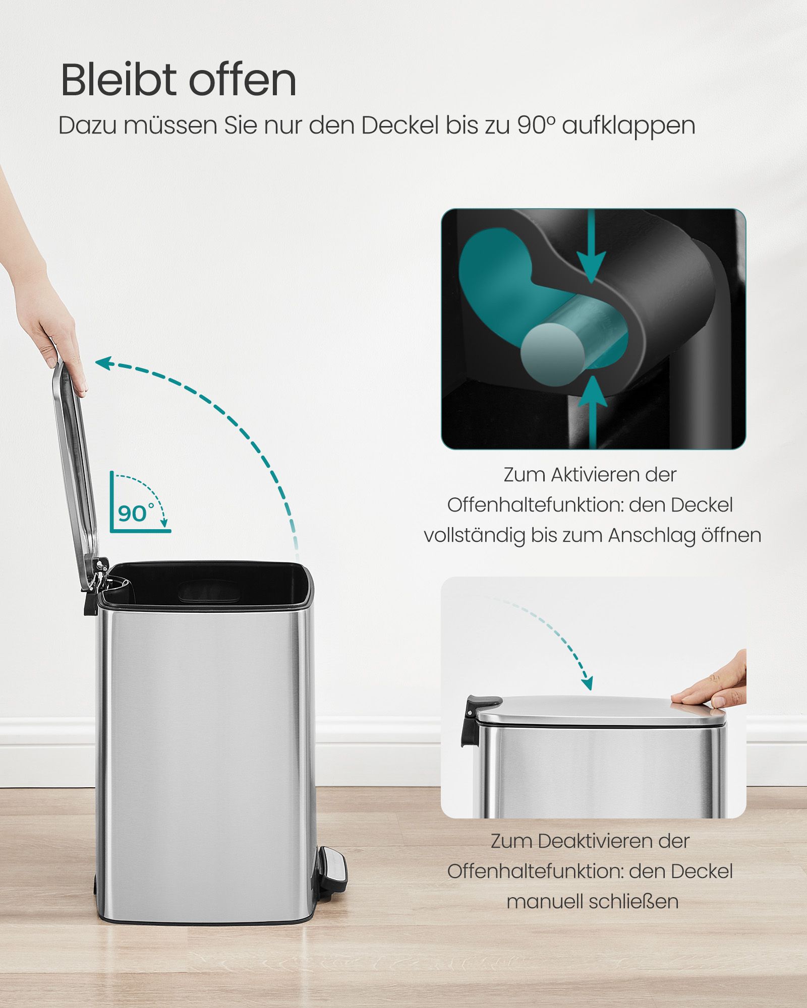Šiukšliadėžė 20 L iš plieno, metalinė
