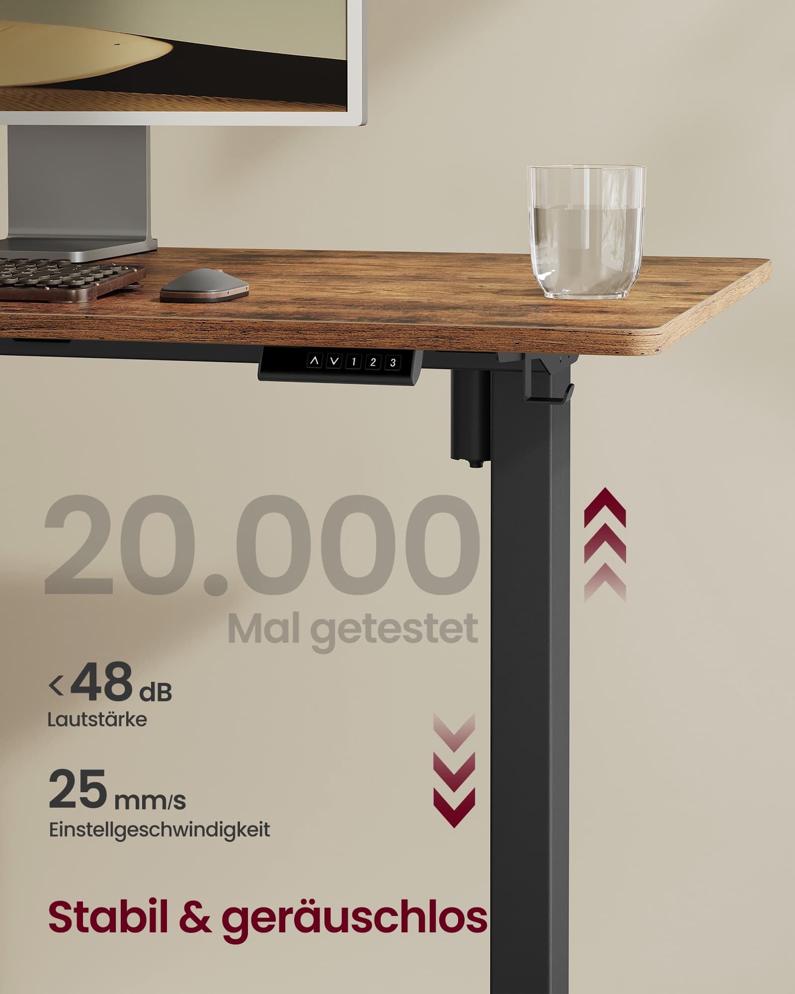 Elektrinis aukščio reguliuojamas stalo rėmas be stalviršio, 59,6 x (90-140) cm