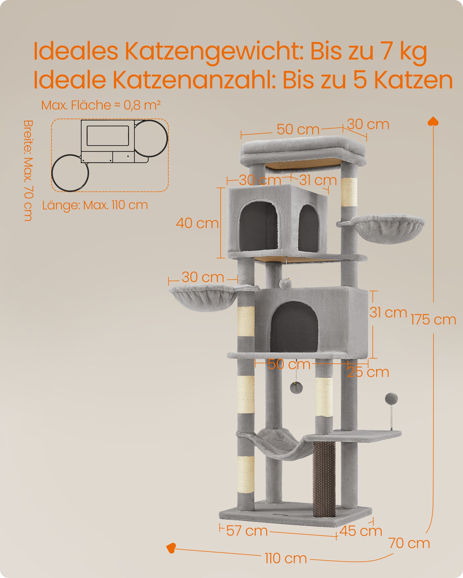 Daugiaaukštė draskyklė 175 cm
