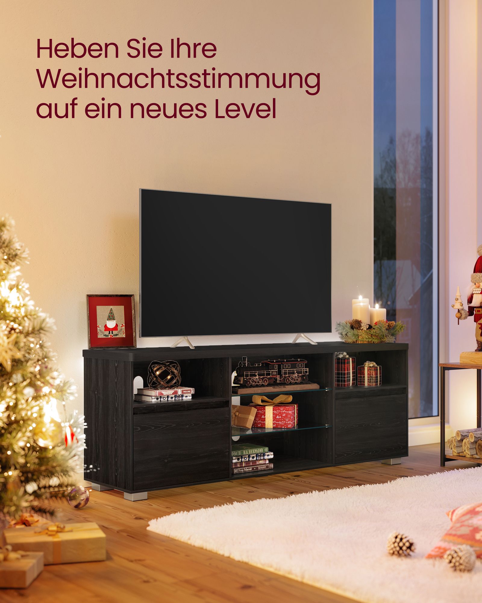 TV staliukas su LED apšvietimu, 40 x 160 x 60 cm