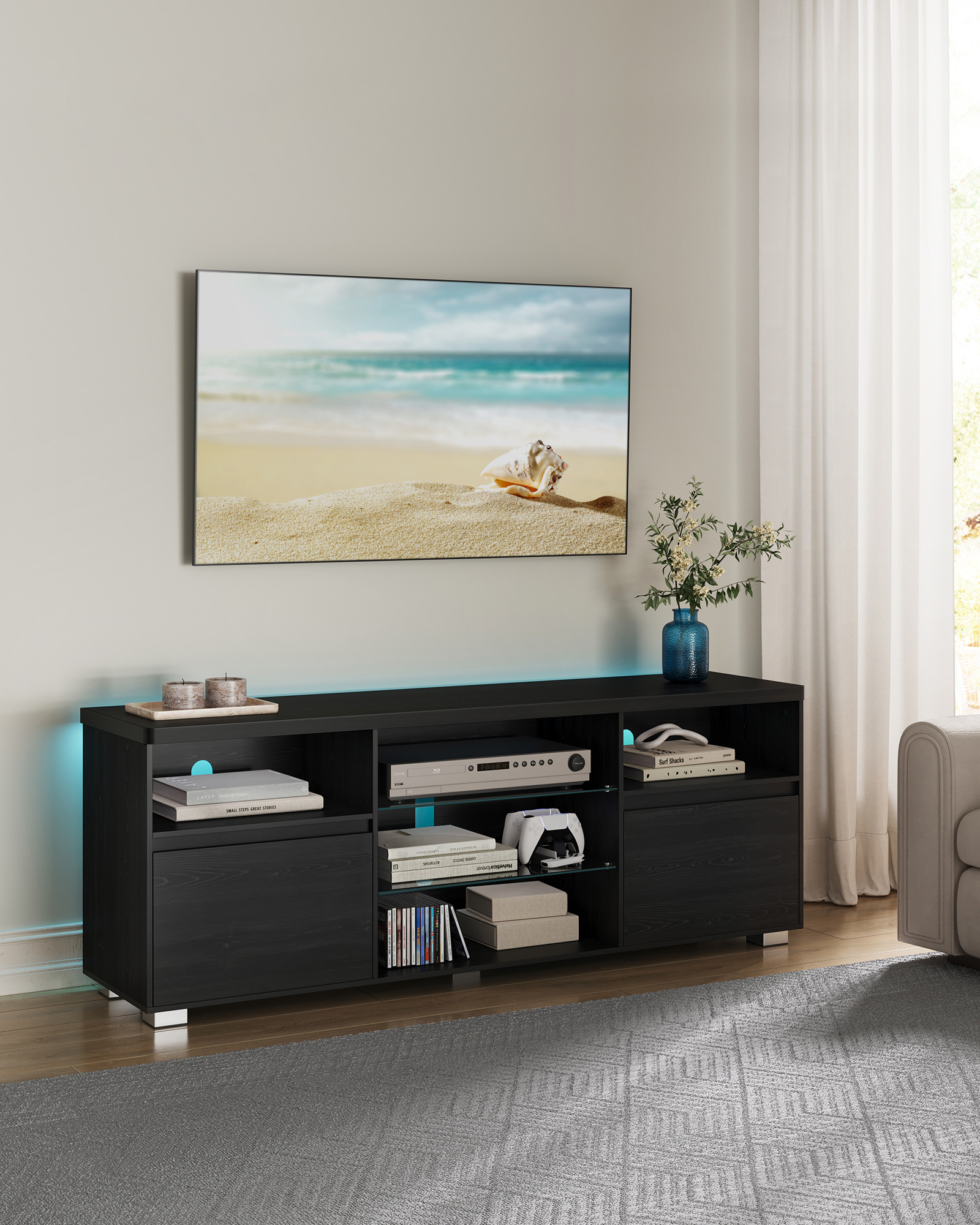 TV staliukas su LED apšvietimu, 40 x 160 x 60 cm 2