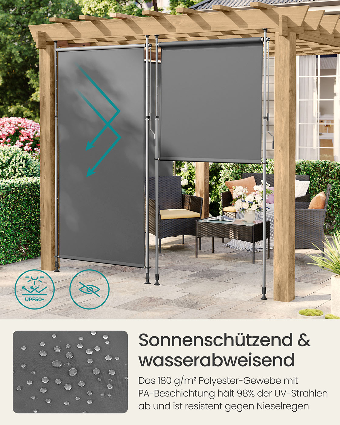 Vertikali markizė 150 x (220-300) cm antracito spalvos 2