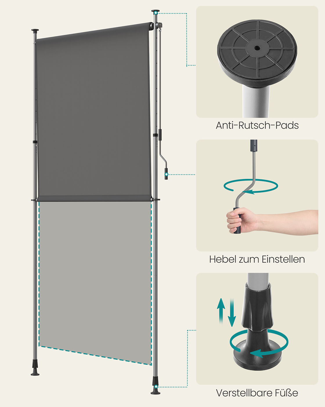 Vertikali markizė 150 x (220-300) cm antracito spalvos
