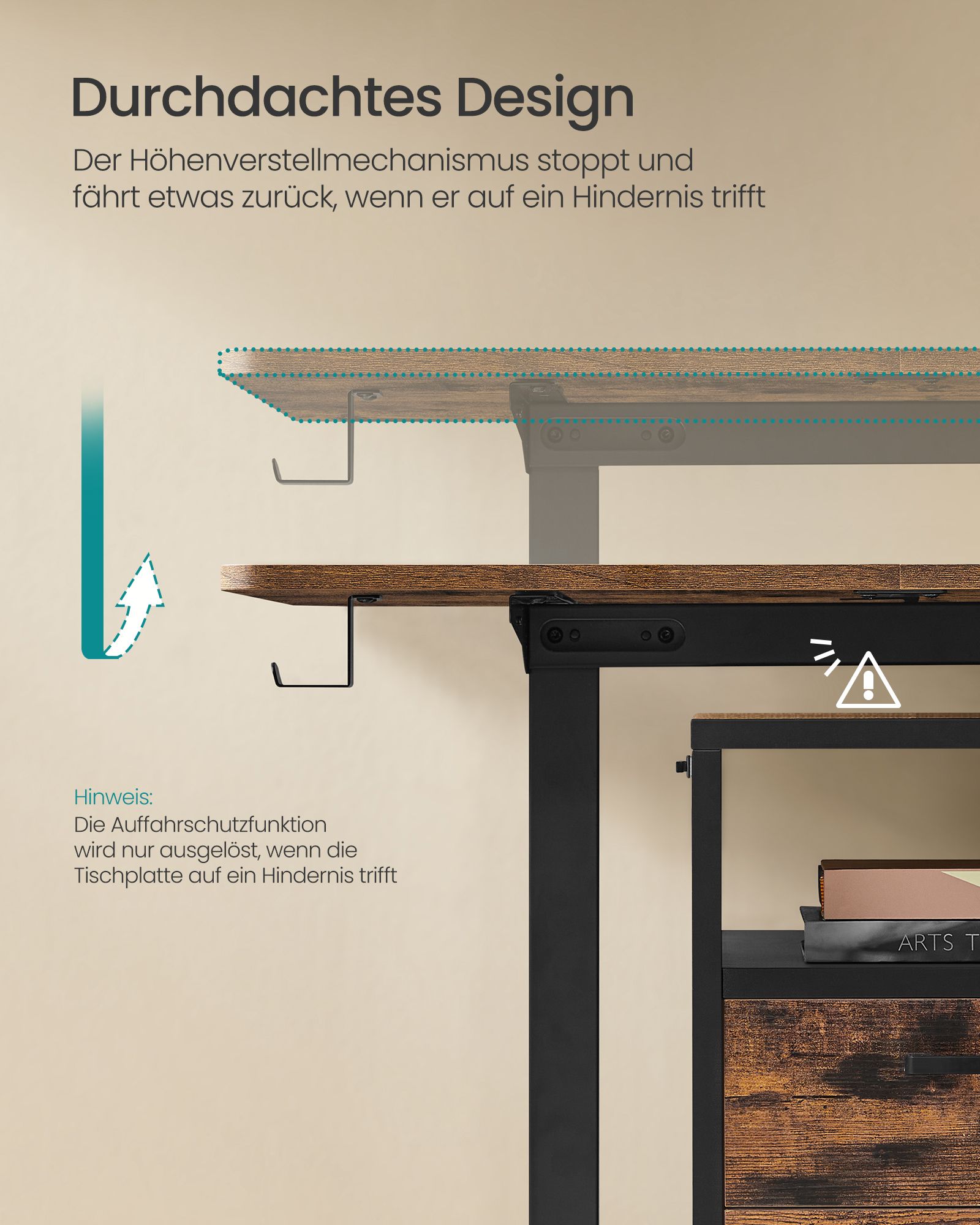Elektrinis aukščio reguliuojamas rašomasis stalas 60 x 120 x (72-120) cm