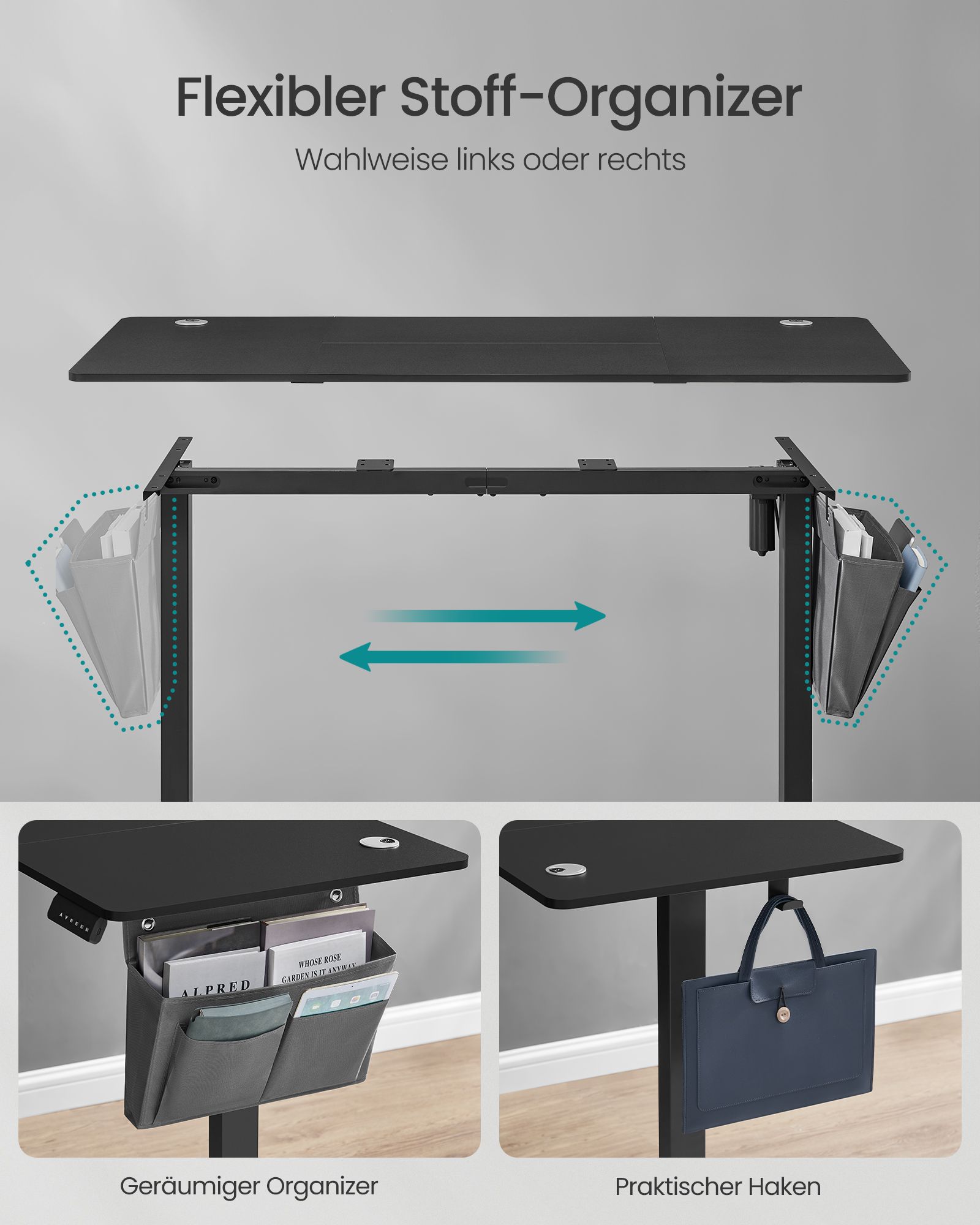 Elektrisks regulējama augstuma rakstāmgalds 60 x 140 cm 3