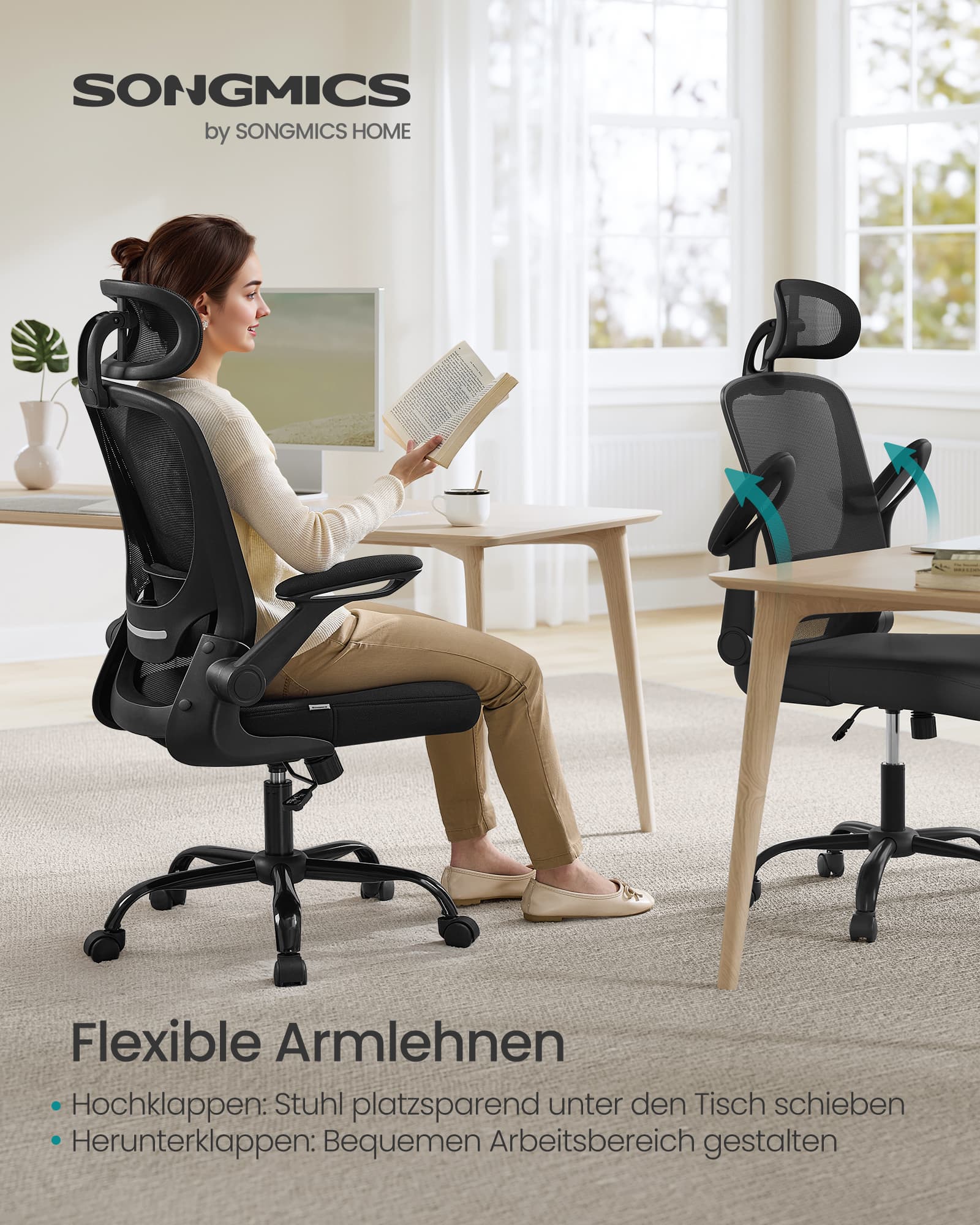 Ergonomiška biuro kėdė su tinkleliu, juoda